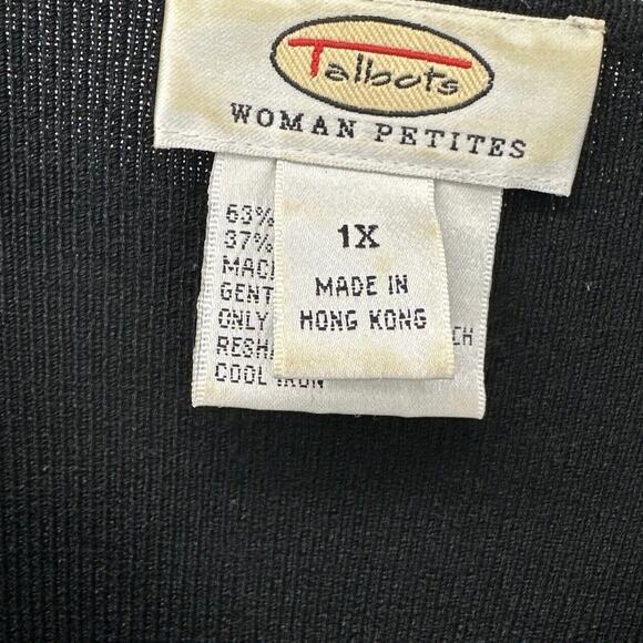 Talbots Sweater Womens Petite 1X Black Cardigan Rayon Knit V-Neck Crop Vintage - Picture 2 of 7